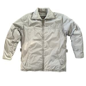 Vintage 80's Temco Goose Down Light Gray Coat Jacket with Foldable Hood Size L